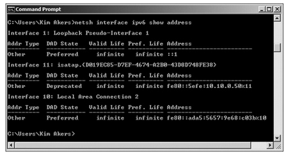 Displaying IPv6 addresses and interface IDs