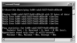 Pinging an IPv6 address